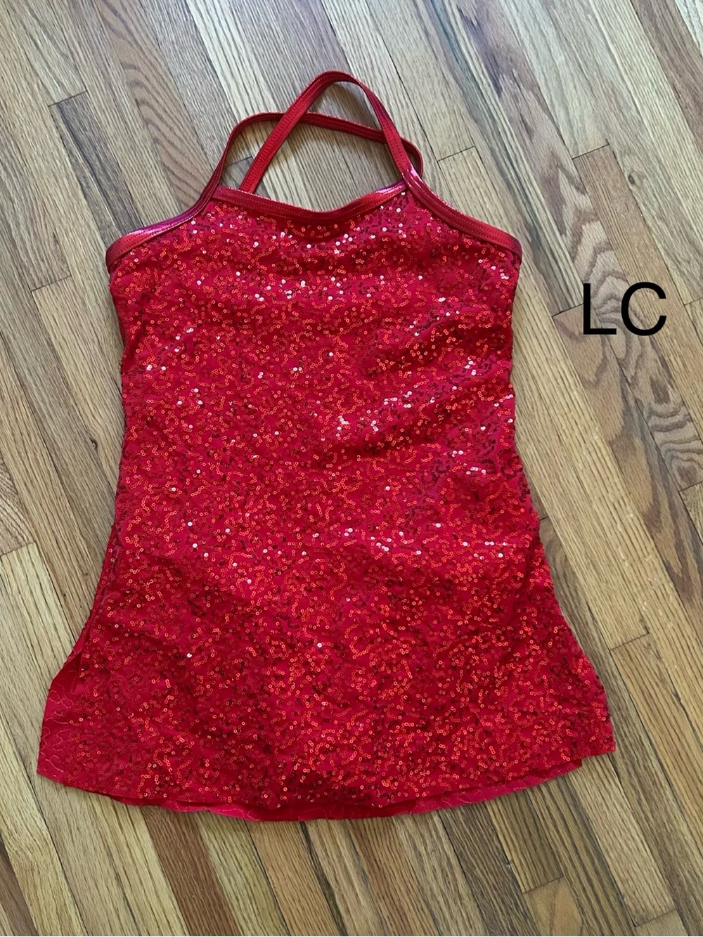 Balera Red Sequin Halter Dance Cami with attached leotard. LC. Great condition